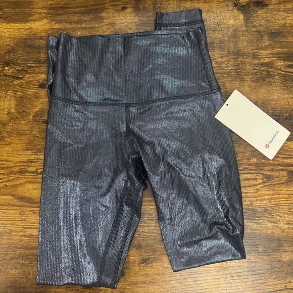 Lululemon Align High-Rise Ribbed Pant 28" Shine Black Night-Size 4 NWT - Picture 8 of 11